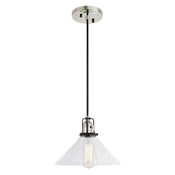 Nob Hill Bailey Polished Nickel and Black One-Light Pendant, image 1
